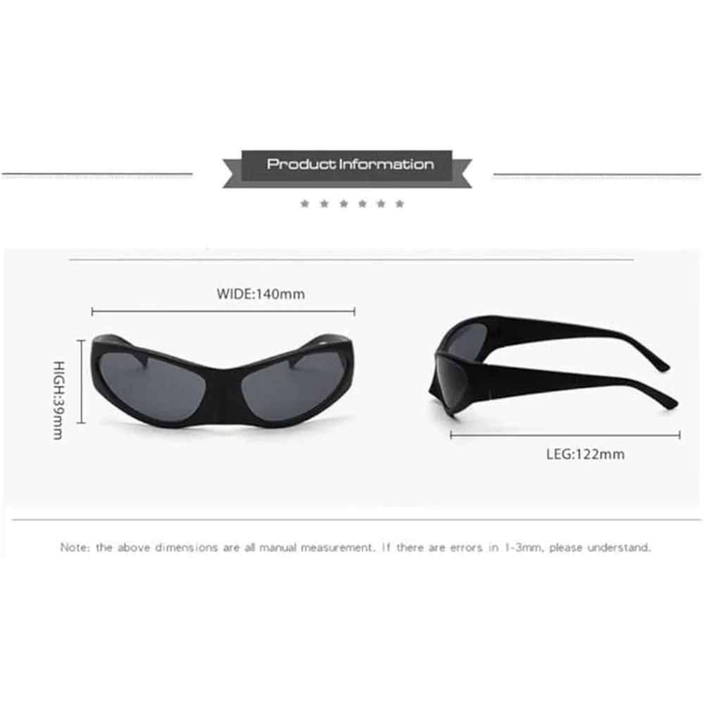 Blue Shield Sunglasses Futuristic Y2K Sport Shades Wrap Around Street Wear Trend